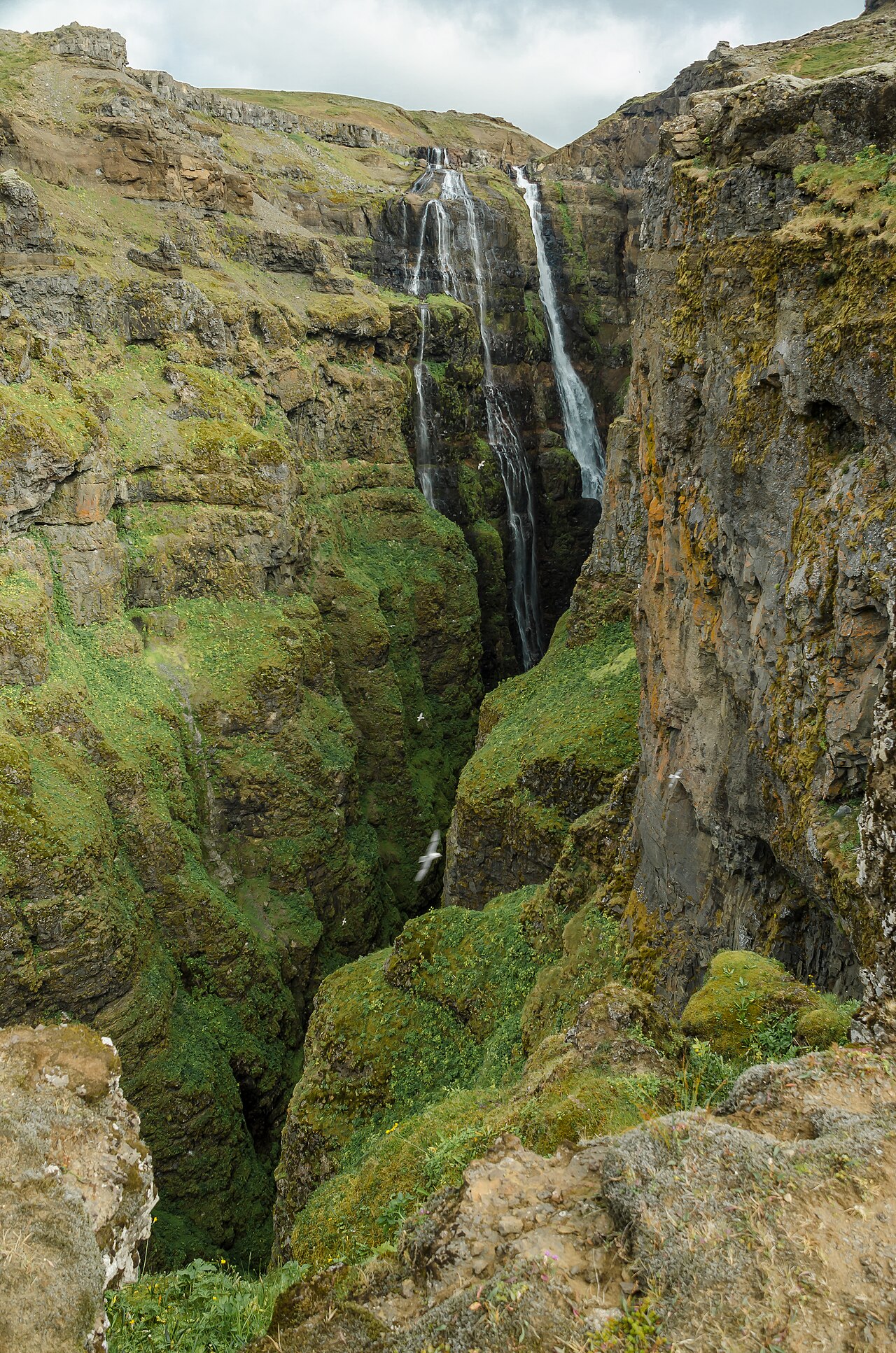 Glymur waterfall and hiking terrain